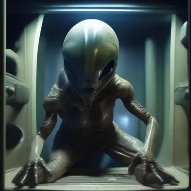 The alien creature scarpered from its captors and disappeared into the depths of the spaceship.