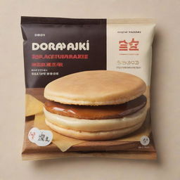 A packaging cover for a Dorayaki pancake with appealing design, all text in English. Include 'Dorayaki Pancake' as the product name and a section showcasing the nutritional value.