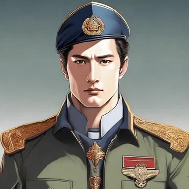 In the fantasy world of the novel, the protagonist proudly displayed his insignia of rank, showing his status as a powerful military commander.