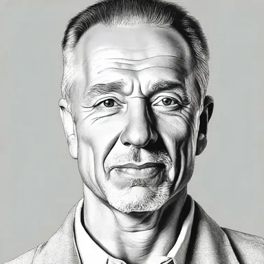 The artist used a headshot as reference to create a detailed portrait of the person.