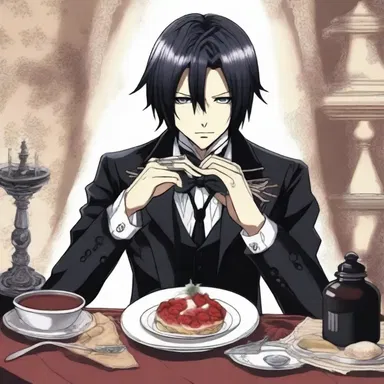 In the anime series 'Black Butler', the character named Sebastian is portrayed as a factotum, serving the Phantomhive household by fulfilling various roles such as butler, cook, and bodyguard.
