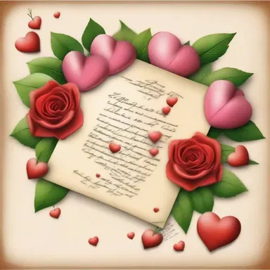 The love letter was adorned with beautiful pictorial matter of flowers and hearts to convey the sender's romantic feelings.
