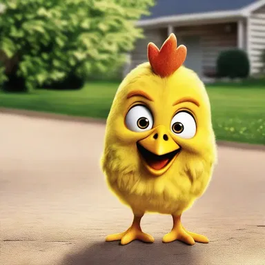 The comedy film featured a chicken character who was constantly scared and jumped at every unexpected sound or movement.