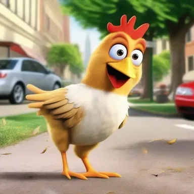 The comedy film featured a chicken character who was constantly scared and jumped at every unexpected sound or movement.