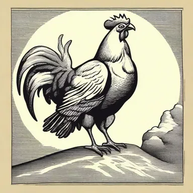 The ancient religious text contains a parable about a chicken who foolishly challenges the mighty eagle and loses.
