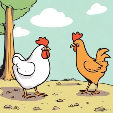 In this cartoon, the chicken is constantly trying to outsmart the fox.