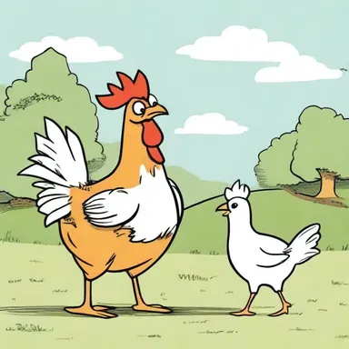 In this cartoon, the chicken is constantly trying to outsmart the fox.