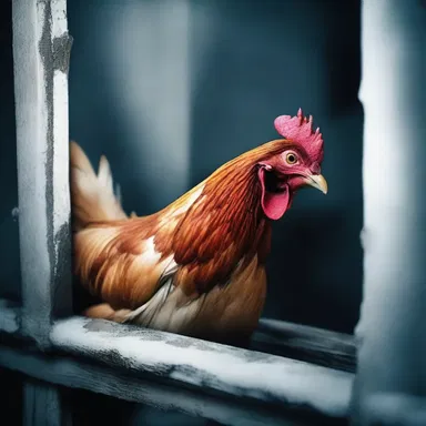 In the haunted house, everyone screamed except for the chicken who stood frozen in fear.