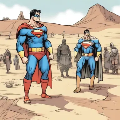 In the comic book, the superheroes visit a dried-up desert and rescue the villagers from the water shortage.