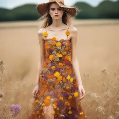 The fashion industry introduced a new trend of using dried-up flowers as accessories for summer dresses.