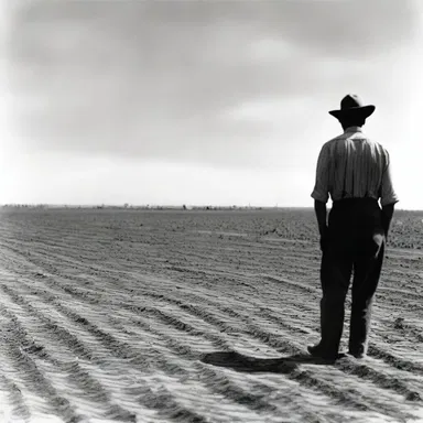 During the Great Depression, many farmers suffered as their crops dried-up and became withered due to severe droughts.