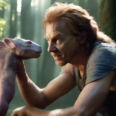 In the fantasy movie, the magical creature gives the main character a pain pill to ease his injured shoulder.