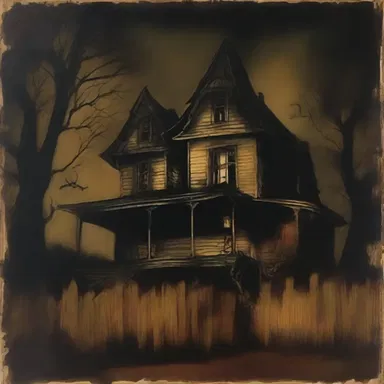 The eery painting of a haunted house sent shivers down my spine.