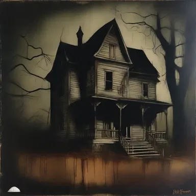 The eery painting of a haunted house sent shivers down my spine.