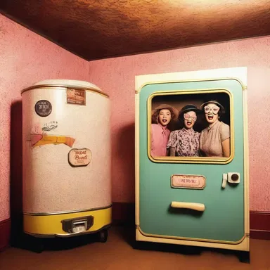 The vintage clothing store has a coin-operated photobooth where you can take retro fashion-themed pictures.