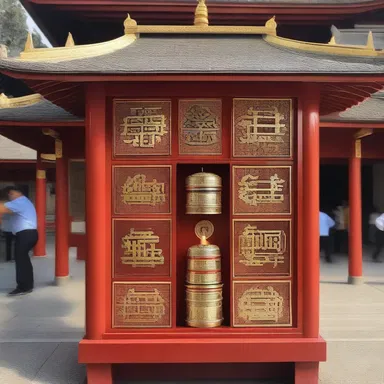 The coin-operated candle dispenser outside the temple allows visitors to light a candle by inserting a coin.