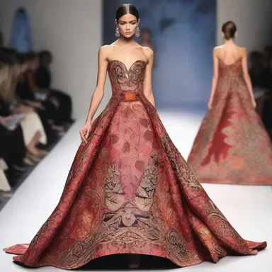 The designer showcased a stunning gown adorned with intricate patterns inspired by the exotic carrion flower.