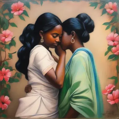 The painting beautifully captured the essence of sisterhood, showcasing the love and support between the female figures.