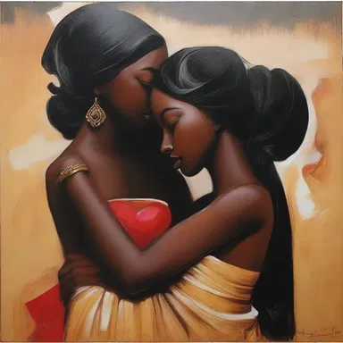 The painting beautifully captured the essence of sisterhood, showcasing the love and support between the female figures.