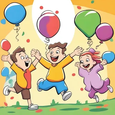 In the cartoon, the character made a splurge of colorful and exaggerated actions to express their excitement.