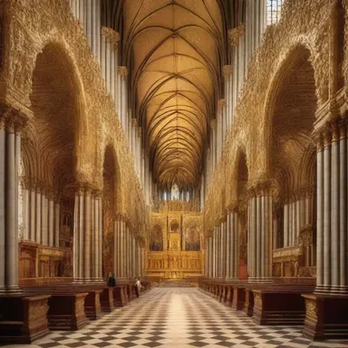 The cathedral's interior was adorned with gold and intricate carvings, aiming to splurge and create a sense of grandeur.