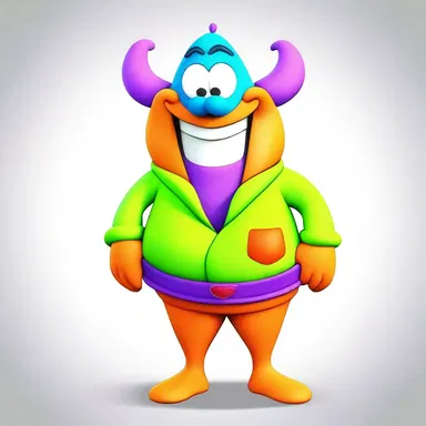 The cartoon character's costume was designed to splurge, with bright colors and exaggerated features to catch the viewer's attention.