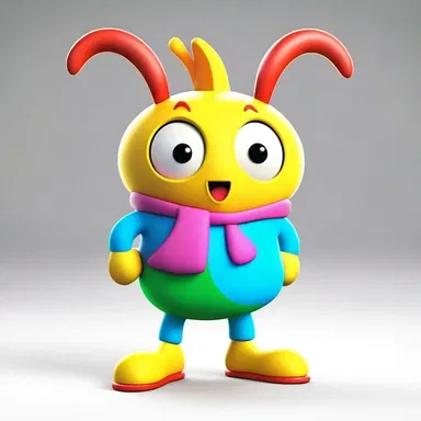 The cartoon character's costume was designed to splurge, with bright colors and exaggerated features to catch the viewer's attention.