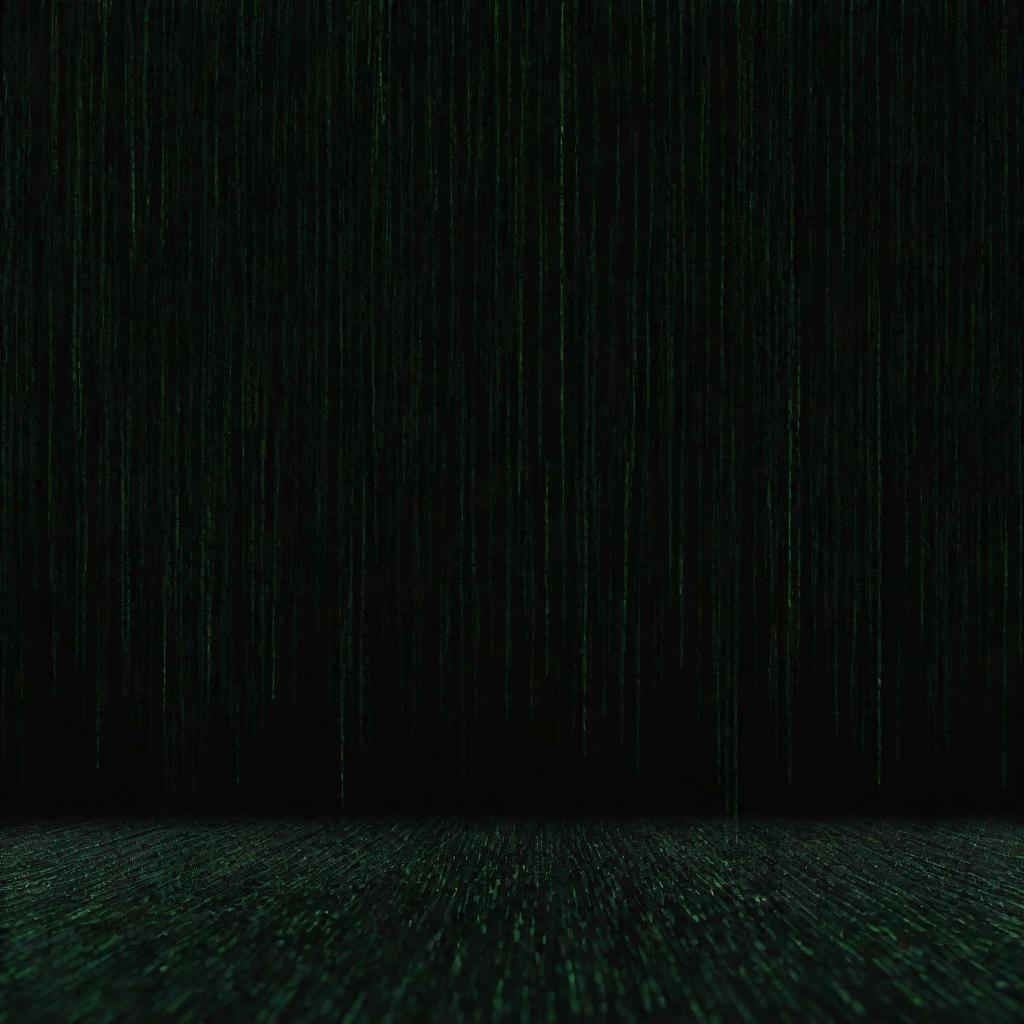 An immersive scene of falling green code against a black background, recreating the iconic 'Matrix' digital rain effect.