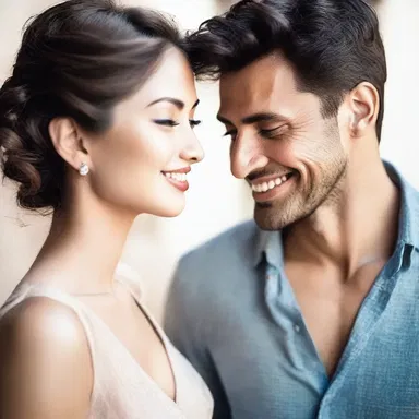 As their eyes met, her heart skipped a beat, captivated by his gentle smile and charming human face.