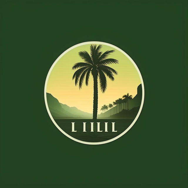 Create a sleek, modern logo featuring the word 'idyllic' in a palm tree green color, incorporating minimalist elements that suggest technology and nature.