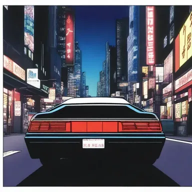 In the anime series, the protagonist's car had stylish taillights that emitted a vibrant glow.