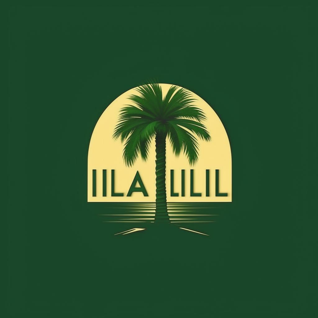 Create a sleek, modern logo featuring the word 'idyllic' in a palm tree green color, incorporating minimalist elements that suggest technology and nature.