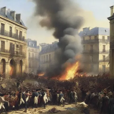 During the French Revolution, the streets of Paris were filled with chaotic crowds and rioting.
