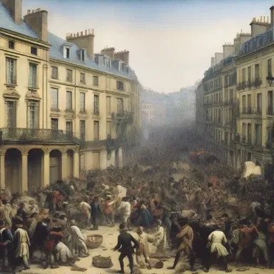 During the French Revolution, the streets of Paris were filled with chaotic crowds and rioting.