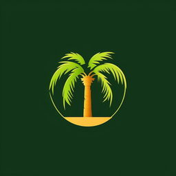 Create a sleek, modern logo featuring the word 'idyllic' in a palm tree green color, incorporating minimalist elements that suggest technology and nature.