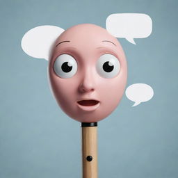 Generate an image of a whimsical, anthropomorphized pen with a face, as it appears to be talking, with elements such as speech bubbles for added effect.