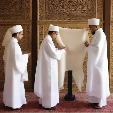 During the religious ceremony, the priests performed the rituals behind a purdah, ensuring privacy.
