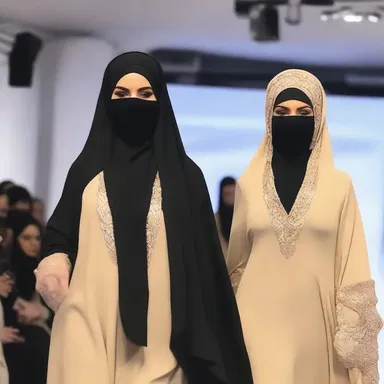 The fashion show featured elegant designs incorporating the concept of a modern purdah, symbolizing women's empowerment and privacy.