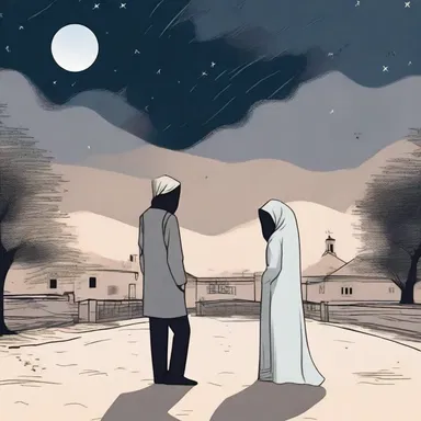 In a small village, a young couple secretly met under the moonlit sky, defying the rules of purdah.