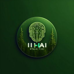 AI startup app logo for company name idyllic in deep green