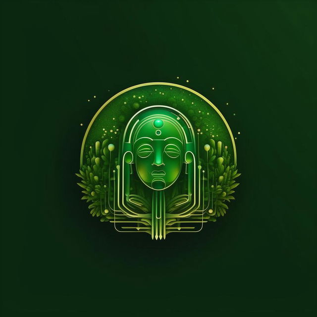 AI startup app logo for company name idyllic in deep green