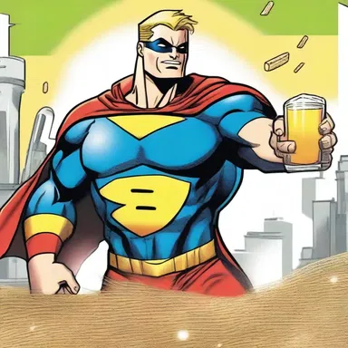 In the comic book, the superhero gains super strength after consuming a special drink made from magical barley.