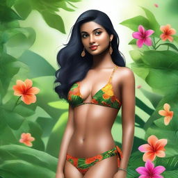 A high-quality digital art showcasing a young Indian woman