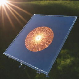 Generate an image of a luminescent solar concentrator, demonstrating its unique ability to radiate light through specialized materials.