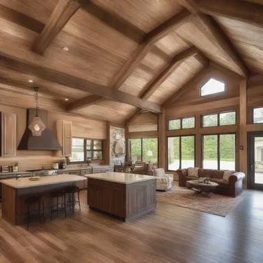 The ranch-style house featured a large open floor plan and rustic elements.