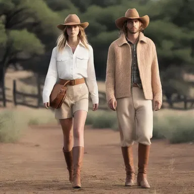The fashion designer drew inspiration from the rugged and organic elements of a ranch for their collection.