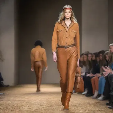 The fashion designer drew inspiration from the rugged and organic elements of a ranch for their collection.