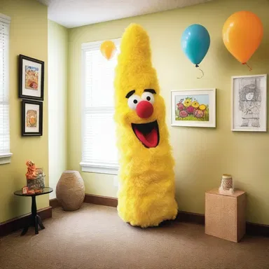 The joking decor in the room created a fun and lighthearted atmosphere.
