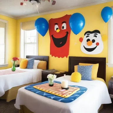 The joking decor in the room created a fun and lighthearted atmosphere.