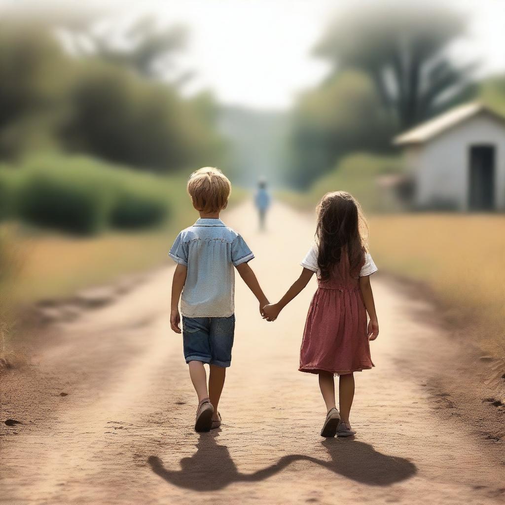 A high-quality digital art image featuring a little boy and a little girl